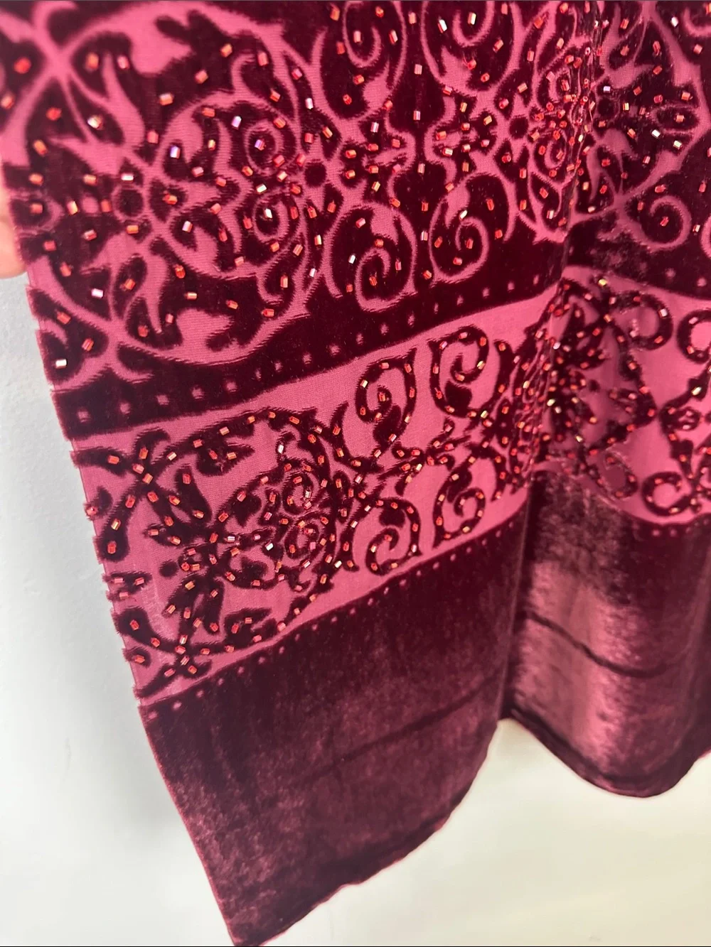 Dark Romantic Embellished Beaded Velvet Burnout Scarf Shrug Shawl